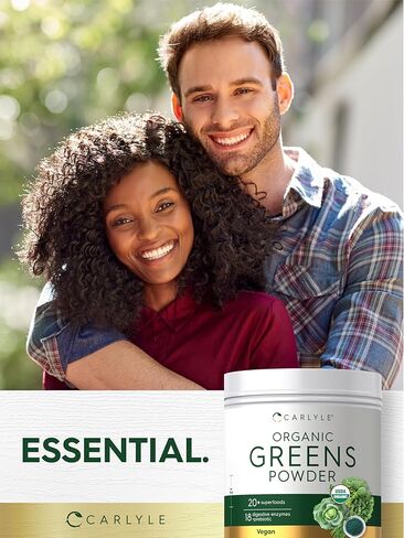 مسحوق كارلايل الخضر العضوي | مكمل بوزن 17.6 أونصة | يخفف من الغازات العرضية والانزعاج والانتفاخ | مع أكثر من 20 نوعًا من الأطعمة الفائقة، و18 إنزيمًا هضميًا، والبريبايوتكس | نباتي، غير معدّل وراثيًا وخالي من الغلوتين in Kuwait