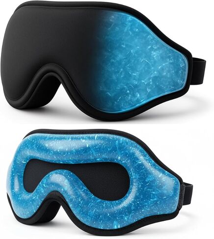 3D Zero-Pressure Sleep Mask with Cooling Gel | 100% Blackout Eye Cover for Puffy Eyes, Migraines & Dry Eyes | Hot & Cold Therapy for Deep Sleep & Relaxation in Saudi Arabia