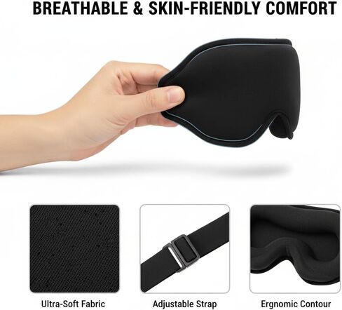 3D Zero-Pressure Sleep Mask with Cooling Gel | 100% Blackout Eye Cover for Puffy Eyes, Migraines & Dry Eyes | Hot & Cold Therapy for Deep Sleep & Relaxation in Saudi Arabia