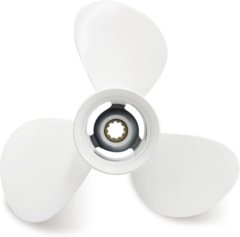 9 7/8 x 10 1/2-F Boat Motor Aluminum Propeller Compatible with Yamaha Outboard Engines 20HP 25HP 30 HP, 10 Tooth, RH, 3 Blades, White Replaces 664-45945-00-EL; 664-45945-00-00, 664459450000 in Kuwait