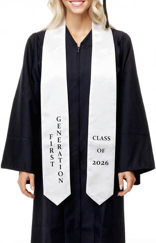 GraduatePro First Generation Graduation Stole 72 Inches Class of 2025 Sash for High School College Graduates White/Gold in Kuwait