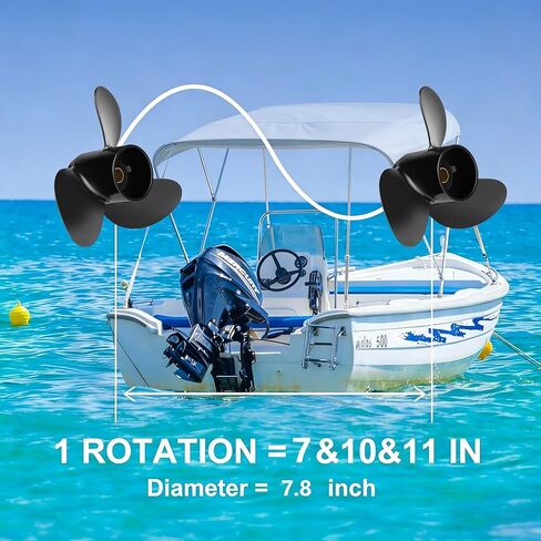 7.8 x 7 P Upgrade Aluminum Boat Outboard Motors Propeller Compatible fit Tohatsu Nissan & Mercury Engines 4-6HP 3R1B64514-2/48-812949A02 12 Spline Tooth 3 Blades RH in Saudi Arabia