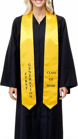 GraduatePro First Generation Graduation Stole 72 Inches Class of 2025 Sash for High School College Graduates White/Gold in Saudi Arabia