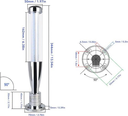 Tyenaza LED Signal Tower Stack Light Industrial Warning Column Andon Rotatable Base Steady Flashing Switchable DC24V in Saudi Arabia
