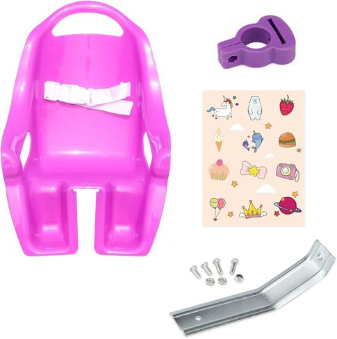 Glerc Doll Bicycle Seat with Stickers, Cute Seat for Dolls and Plush Toys, Princess Style Girls Bike Accessory Fits Most Kids Bike, Multiple Colors in Kuwait