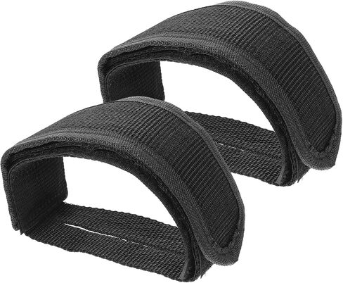 1 Pair Bicycle Muzzle Attachment for Kids Bikes Pedal Footrest Strips Adjustable Toe Clips Strap Cycling Part Nylon Black Indoor Mountain Compatible in Saudi Arabia
