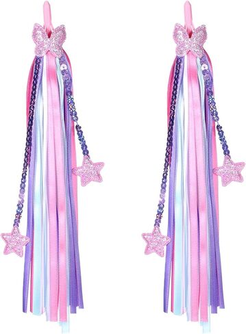 1 Pair Kids Bicycle Handlebar Streamers, Bicycle Tassel for Girls, Bike Streamers for Girl, Colorful Ribbons Scooter Handlebar Decorations for Girls and Boys, Kids Bike Accessories in Saudi Arabia