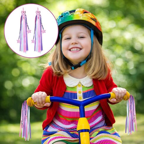 1 Pair Kids Bicycle Handlebar Streamers, Bicycle Tassel for Girls, Bike Streamers for Girl, Colorful Ribbons Scooter Handlebar Decorations for Girls and Boys, Kids Bike Accessories in Saudi Arabia