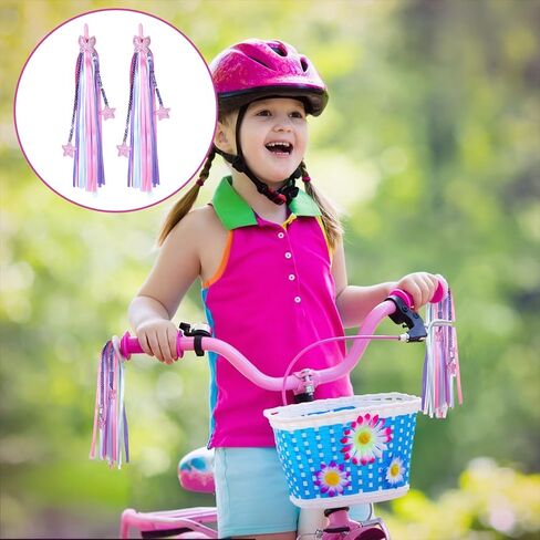 1 Pair Kids Bicycle Handlebar Streamers, Bicycle Tassel for Girls, Bike Streamers for Girl, Colorful Ribbons Scooter Handlebar Decorations for Girls and Boys, Kids Bike Accessories in Saudi Arabia
