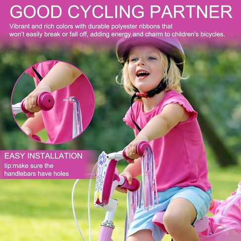 1 Pair Kids Bicycle Handlebar Streamers, Bicycle Tassel for Girls, Bike Streamers for Girl, Colorful Ribbons Scooter Handlebar Decorations for Girls and Boys, Kids Bike Accessories in Saudi Arabia