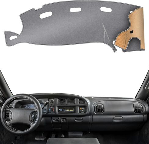 KEYOOG Dashboard Cover Dash Mat Fit for 2001-1998 Do-dge Ram 1500 2500 3500 (for Left Hand Drive),Car Dash Board Mat Anti-Glare Carpet,Non-Slip Pad Sunshield Protector (Grey) in Kuwait