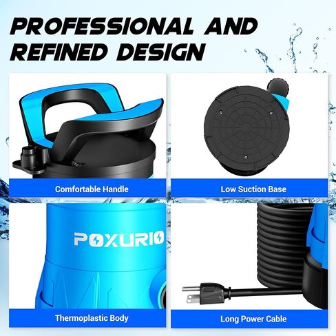 مضخة مستنقع غاطسة، مضخة نقل مياه نظيفة قذرة عالية التدفق بقوة 1 حصان 5300 جيجا في الساعة مع مفتاح تعويم تلقائي، سلك طويل بطول 26 قدمًا للبركة وحمام السباحة والقبو المغمور وحوض السمك والري in Kuwait