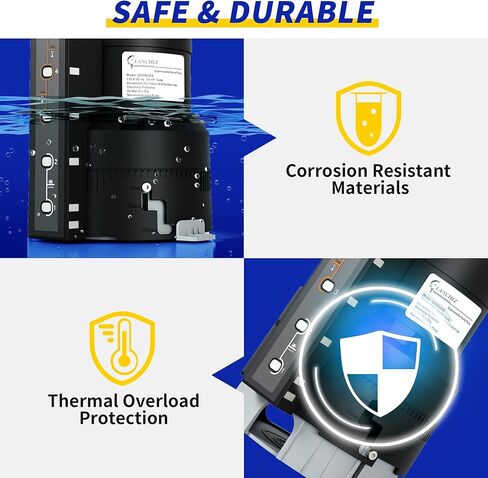 مضخة مستنقع أوتوماتيكية LANCHEZ 3/4HP 4500GPH مع 6 أوضاع، مضخة مياه غاطسة نظيفة/قذرة، مضخة نقل إزالة المياه من البلاستيك الحراري مع سلك بطول 16 قدم لحمامات السباحة في الطابق السفلي من الحديقة، أسود in Kuwait