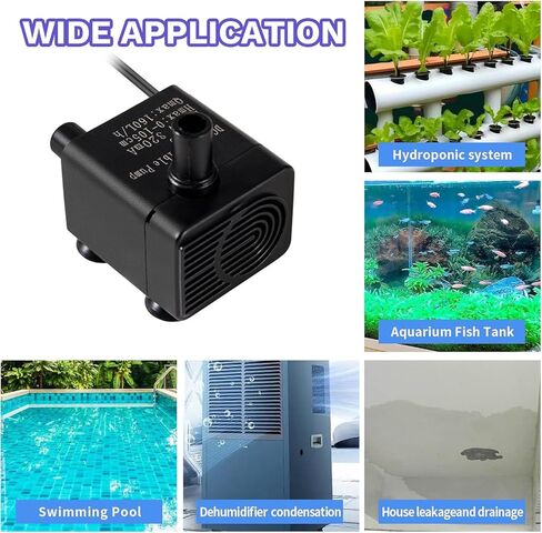 مضخة مياه صرف صحي صغيرة أوتوماتيكية مع مستشعر مياه، ارتفاع 3 أقدام و100 جيجا في الساعة، مضخة مكثفة صغيرة، مضخة مياه أوتوماتيكية صغيرة، مناسبة لنوافير مياه الحيوانات الأليفة، ومزيلات الرطوبة، تشغيل/إيقاف تلقائي (أسود) in Kuwait