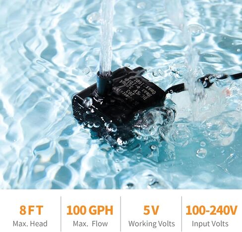 مضخة مياه صرف صحي صغيرة أوتوماتيكية مع مستشعر مياه، ارتفاع 3 أقدام و100 جيجا في الساعة، مضخة مكثفة صغيرة، مضخة مياه أوتوماتيكية صغيرة، مناسبة لنوافير مياه الحيوانات الأليفة، ومزيلات الرطوبة، تشغيل/إيقاف تلقائي (أسود) in Kuwait