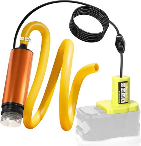 مضخة نقل متوافقة مع بطارية RYOBI ONE+ 18 فولت، مضخة مرافق محمولة بقدرة 635 جيجا في الساعة مع خرطوم ومثبت مقاس 50 بوصة، وعصا مضخة مستنقع صغيرة للمياه، وزيت الزيت، وتصريف بركة السباحة في حديقة المسبح (الأداة فقط) in Kuwait