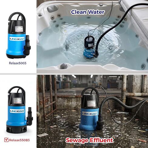 مضخة مياه الصرف الصحي 1/2 HP 2370 GPH مضخة مياه غاطسة من البلاستيك الحراري مضخة قمامة محمولة عالية التدفق لإزالة المياه لحوض مستنقع الطابق السفلي وبئر الصرف الصحي مع سلك طاقة طويل 10 أقدام in Saudi Arabia