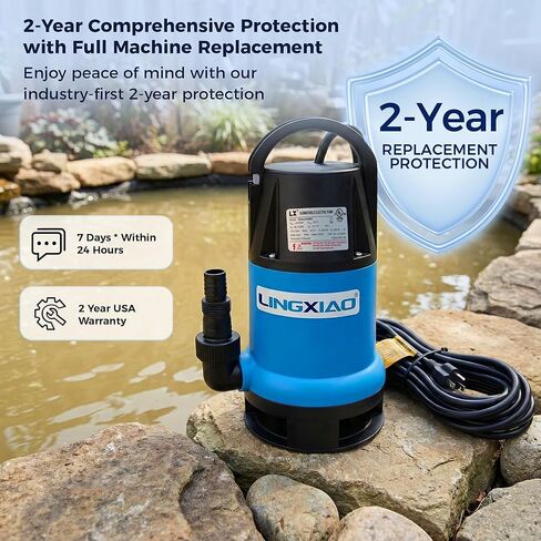 مضخة مياه الصرف الصحي 1/2 HP 2370 GPH مضخة مياه غاطسة من البلاستيك الحراري مضخة قمامة محمولة عالية التدفق لإزالة المياه لحوض مستنقع الطابق السفلي وبئر الصرف الصحي مع سلك طاقة طويل 10 أقدام in Saudi Arabia