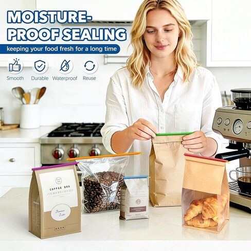 36Pcs Plastic Bag Sealer Sticks, AUHOKY Reusable Bag Sealing Clips with 5 Different Sizes, Keep Bags Airtight Watertight & Food Fresh, Easy Storage Accessories for Kitchen (Random Colors) in Kuwait