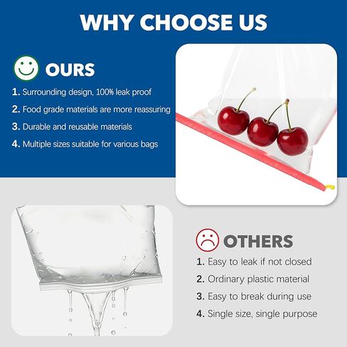 36Pcs Plastic Bag Sealer Sticks, AUHOKY Reusable Bag Sealing Clips with 5 Different Sizes, Keep Bags Airtight Watertight & Food Fresh, Easy Storage Accessories for Kitchen (Random Colors) in Kuwait