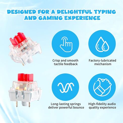 Mechanical Keyboard Switches, 50 Pcs 3 PIN Red Keyboard Clickers for 3D Prints Replacement Dustproof Keyboard Switch with Key Puller for Most Gaming Keyboards in Saudi Arabia