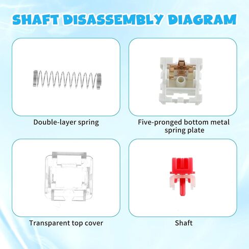 Mechanical Keyboard Switches, 50 Pcs 3 PIN Red Keyboard Clickers for 3D Prints Replacement Dustproof Keyboard Switch with Key Puller for Most Gaming Keyboards in Saudi Arabia