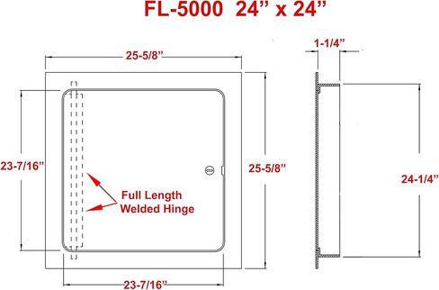 Premier 24x24 Universal Steel Flush Access Panel Door w/Keyed Cylinder Latch, White Prime Coat Finish, Wall, Ceiling Mounted Access Door for Drywall, Plumbing, Electrical, FL-5000 in Saudi Arabia