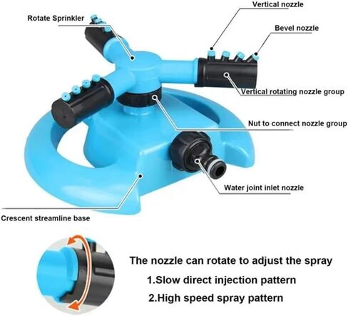 360° Automatic Rotating Sprinkler - Lawn & Garden Watering Nozzle with Full Coverage Spray in Kuwait