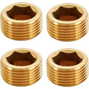 Brass blanking cap,Hex brass cap, 4PCS Copper Male Thread Brass Pipe Hex Head End Cap Plug Fitting Coupler Connector Adapter(Pllug,1/4inch) in Kuwait