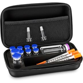 Peptide Case 8 x 3ml + 2 x 10ml + 1 x 30ml BAC Water & Holds Vial Case for Peptide Vials GLP1, 3 ml Vial Storage, Fridge Freezer Travel Injection Travel Kit, with Mesh Pocket(Big Long Style) in Kuwait