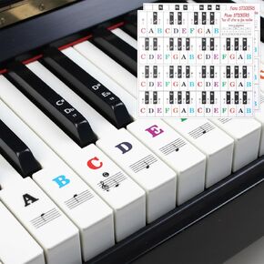 Piano Stickers for Beginners, Piano Key Stickers, Removable Pianos Note Sticker for 88/61/54/49/37 Key, Transparent Large Colorful Letters for Beginners Learning in Kuwait