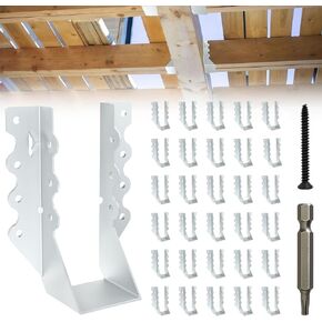 Deckit 30 Pack 2x6 Joist Hanger 18 Gauge - Heavy Duty Galvanized Face Mount Joist Hangers Wood Connectors with Screws, Hurricane Rafter Ties & Deck Brackets for Pergola, Floors, Ceilings (Silver) in Kuwait