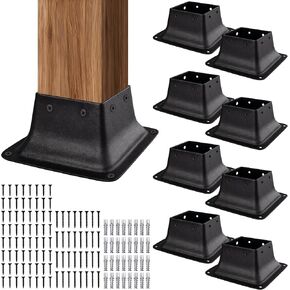 4x4 Post Bases, Sturdy Post Base Brackets & Internal Railing Anchors for 4x4 Wood Posts (3.5"x3.5"), Powder Coated Steel for Deck, Fence, Porch, Handrail (4 PCS - Black) in Saudi Arabia