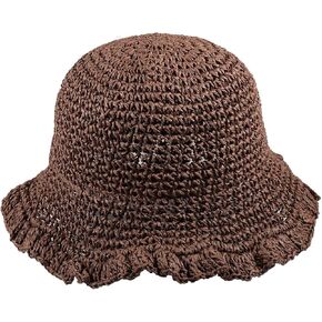 Floppy Straw Bucket Hats for Women Foldable Summer Wide Brim Sun Hat Travel Beach Hat in Kuwait