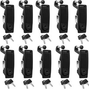 10 Pack Black Compression Latch, Industrial Distribution Box Hand Operated Latches, Replacement Push Button Actuation Trigger Flush Lever Lock Electric Equipment Door Cabinet Locks in Saudi Arabia