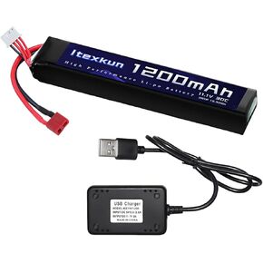 Airsoft Lipo Battery 11.1V 1200mAh 30C T Plug High Discharge Rate Rechargeable Battery with 3S Charger for Airsoft Model Guns in Kuwait