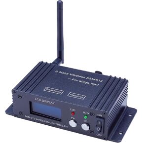 JERRAY DMX512 Wireless Controller, 2.4GHz LCD Display, Stage Light Transmitter Receiver Power Adjustable Repeater Lighting Dimmer Controller for Disco DJ Party Light (T/R Disp Staion) in Kuwait
