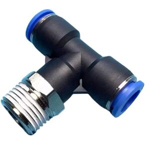 تي شيرت 3 طرق 1/8 بوصة 1/4 بوصة 3/8 بوصة 1/2 بوصة ذكر 6 مم أنبوب نحاسي هوائي دفع في توصيل الهواء المناسب إطلاق سريع (BSPT، 6MM_1/2 بوصة) in Kuwait