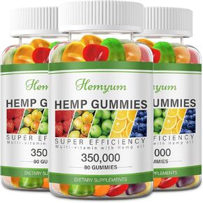 Hemp Gummies 3 Packs - for Sleep, Pain, Anxiety Relief - High Potency Pure Organic Supplement - with Natural Hemp Oil Extract Edible Gummy Vegan, Non-GMO in Kuwait