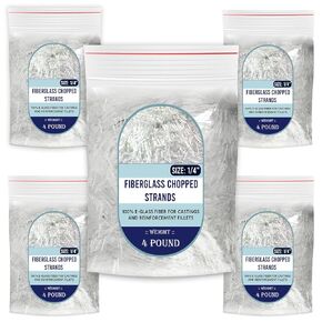 1/4" Chopped Glass Fiber Strands - 4 Pound 100% E-Glass Fiber - High Quality Fiberglass Fiber for Filler Reinforcement - Compatible with Epoxy, Vinyl Ester, and Polyester Resin System in Kuwait