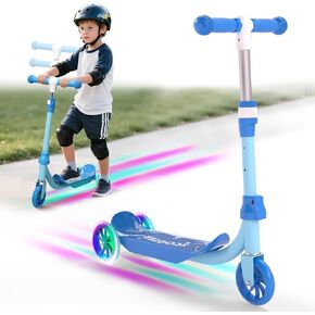 Kids Scooter with LED Light-Up Wheels, Adjustable Handlebar Scooter, Kids Toys Gift for Boys & Girls (Height 37-50") | Outdoor Play for Ages 3,4,5,6 | Extended Footrest in Kuwait