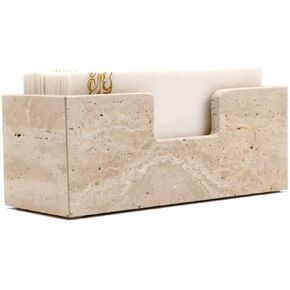 حامل مناشف الضيوف من الحجر الجيري الطبيعي، حامل مناديل الحجر للحمام، صينية حامل مناديل الحمام الرائعة، صينية حامل مناشف الضيوف الأنيقة لطاولة طعام الحمام والمرحاض، بيج in Kuwait