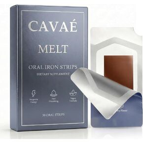 شرائح الحديد عن طريق الفم من كافاي - طبقة تذوب عن طريق الفم، مكمل حديد فيروفيا للنساء، 19 مجم من الحديد مع حمض الفوليك، سريع الذوبان، نكهة التوت، كمية تكفي لمدة 30 يومًا in Kuwait