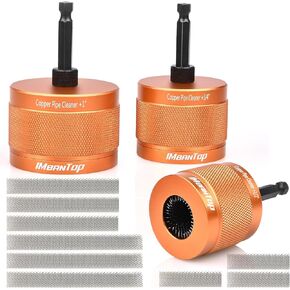 منظف ​​أنابيب نحاسية معدنية 1/2 بوصة و3/4 بوصة و1 بوصة للمثقاب، مع ساق سداسية 1/4 بوصة، تحتوي كل منها على شفرتين إضافيتين للفرشاة، لتنظيف الأنابيب النحاسية، والتلميع، وإزالة الطلاء والصدأ (برتقالي) in Kuwait