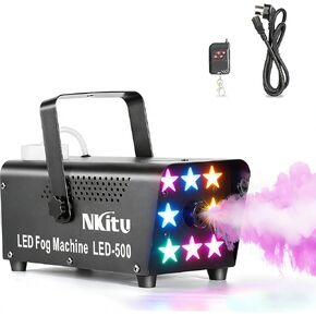 Fog Machine, Smoke Machine, 500W and 4000CFM Fog Machine with Remote Control, 8 Star Shape LED Lights Auto Changing 13 Colors, Fog Machine Indoor for Halloween Party Wedding Stage DJ in Kuwait