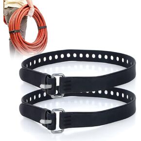 PSLER 2 Pack Heavy-Duty Silicone Utility Straps - 28inch Adjustable Rubber Tie Down Straps with Aircraft Aluminum Buckle, 50lb Capacity for Ladders, Ski Gear, Luggage & Cargo, Black in Kuwait