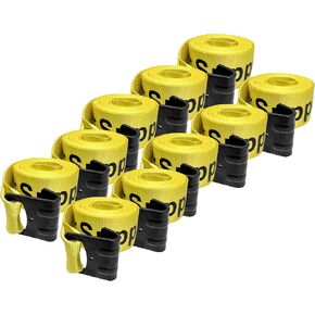 4" x 30 FT Winch Strap 10 Pack, 5400 lb WLL 16200 lb Break Strength Tie Down Strap Set, Heavy Duty Trailer Straps for Flatbed Loads and Straps for Trucks in Kuwait