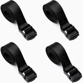 4 Pack Heavy Duty Tie Down Straps with Cam Buckles, Polypropylene Lashing Straps for Cargo, Truck, Boat, Motorcycle, Kayak, Canoe, Trailer, SUP (Black, 0.98'' x 2') in Kuwait
