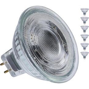 ضوء كشاف Satco LED MR16 5.5 وات 50 وات يعادل 2700 كلفن أبيض دافئ 90+ CRI 15 شعاع GU5.3 قاعدة ثنائية الدبوس 12 فولت جزء نهائي شفاف قابل للتعتيم S12360 (6 عبوات) in Kuwait