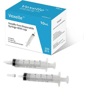 100 PCS 10ml Syringe with Cap for Liquid, Oral Syringe without Needle for Medicine Dropper, Colostrum Collect, Feeding Pets, Liquid Measuring, sterile Individually Sealed, Luer Slip in Kuwait